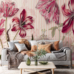 Custom Antique Floral Script Wallpaper