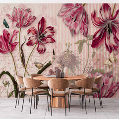 Custom Antique Floral Script Wallpaper