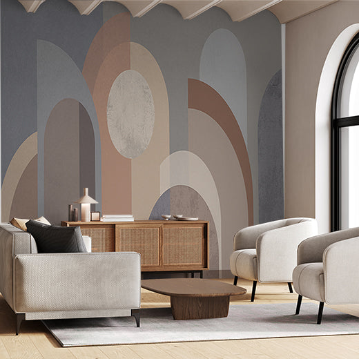 Modern Art Deco Arches Wallpaper in Earth Tones