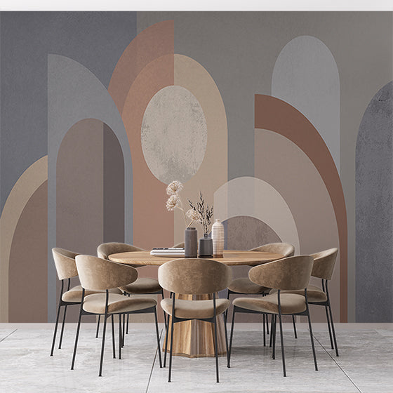 Modern Art Deco Arches Wallpaper in Earth Tones