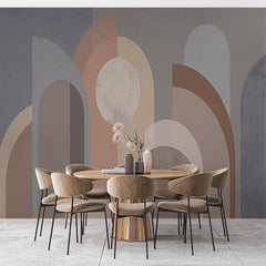 Custom Modern Art Deco Arches Wallpaper in Earth Tones