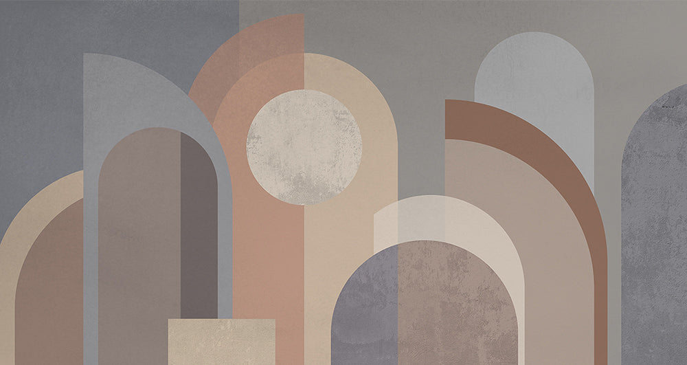 Papier peint arches art déco – Papier peint panoramique géométrique moderne tons terre