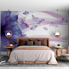 Custom Vibrant Purple Flower Wall Mural Violet Petals Abstract Wallpaper