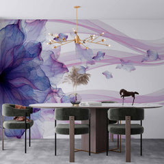 Custom Vibrant Purple Flower Wall Mural Violet Petals Abstract Wallpaper