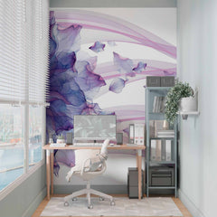 Custom Vibrant Purple Flower Wall Mural Violet Petals Abstract Wallpaper