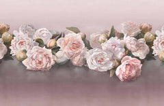 Custom Blooming Pink Rose Wall Mural Tender Flowers Elegant Wallpaper