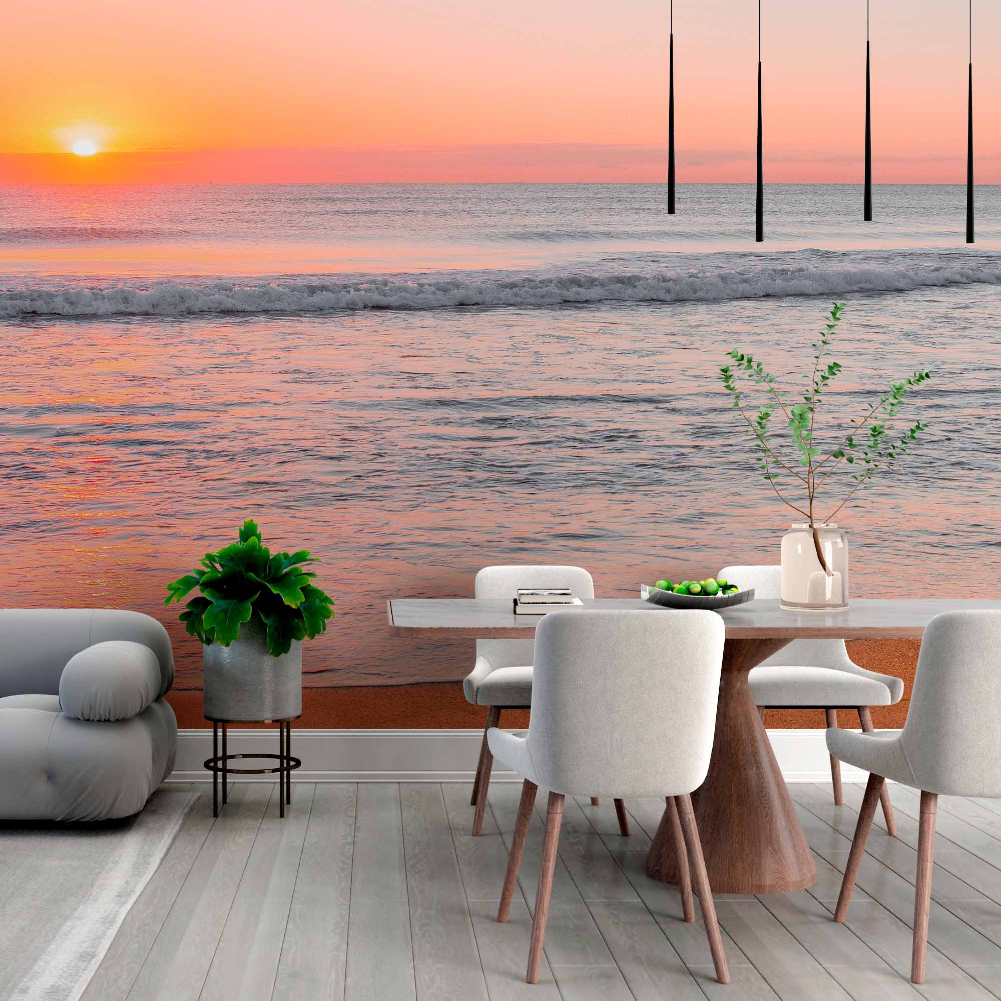 Tropical Beach Sunset Wallpaper Mural for Living Spaces