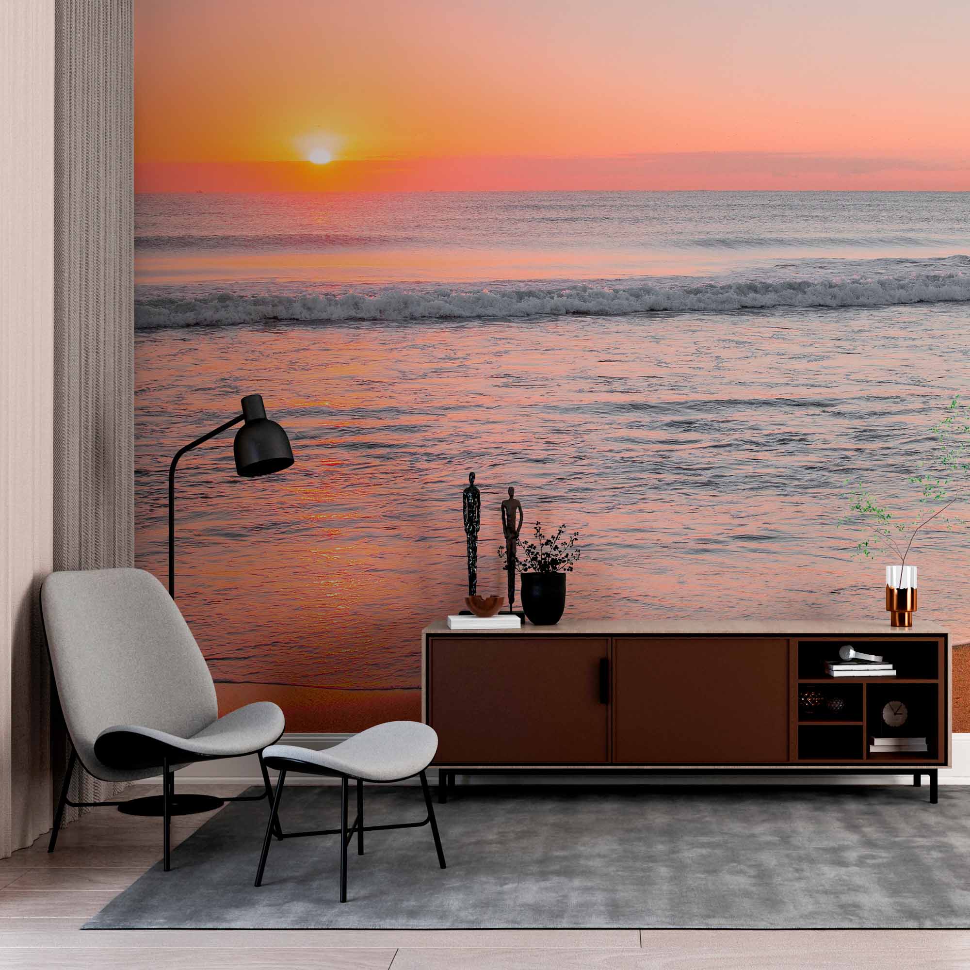 Tropical Beach Sunset Wallpaper Mural for Living Spaces