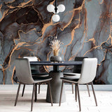 Abstract Grey & Gold Marble Wallpaper Modern Wall Mural Decor