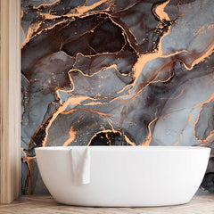 Custom Abstract Grey & Gold Marble Wallpaper Modern Wall Mural Decor