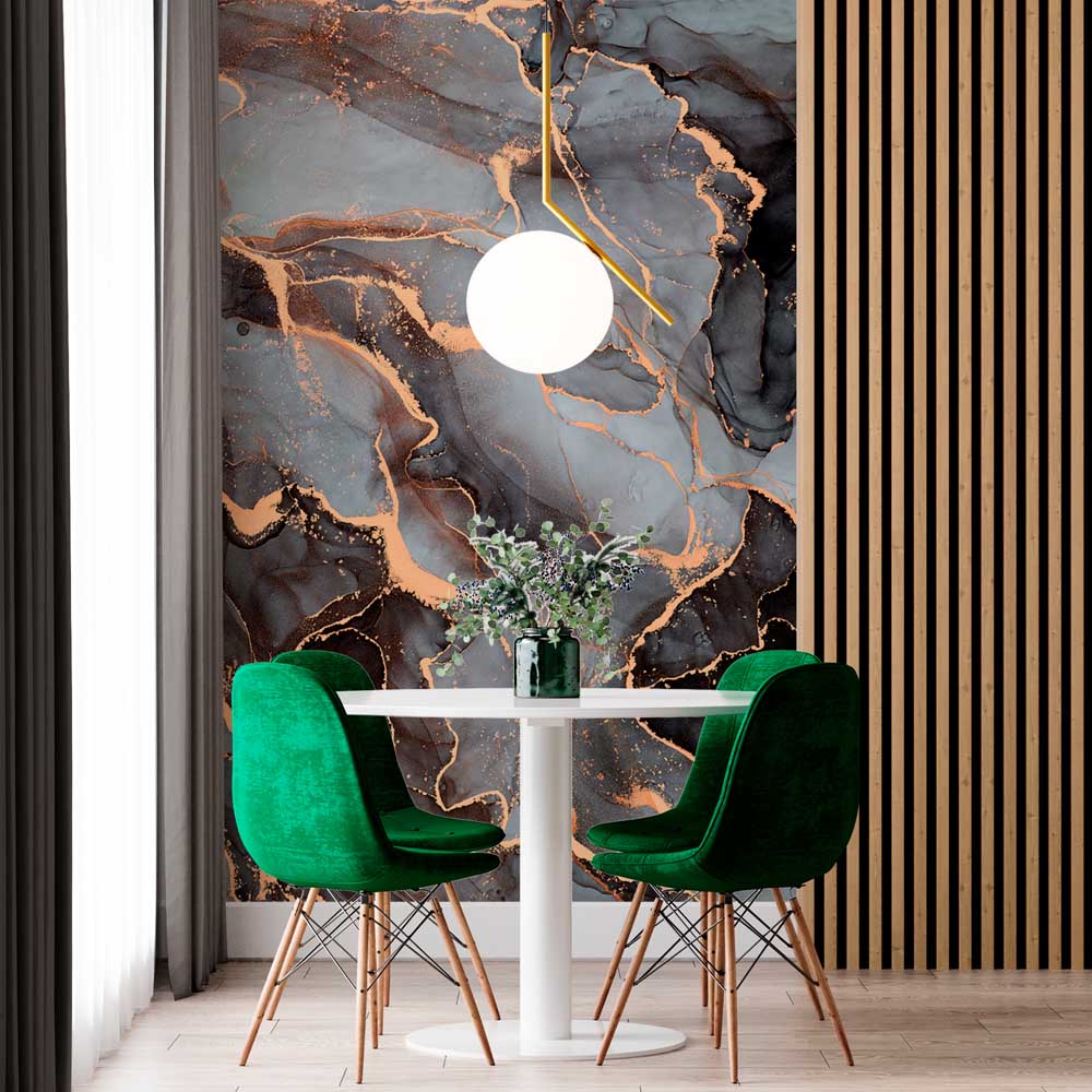 Abstract Grey & Gold Marble Wallpaper Modern Wall Mural Decor