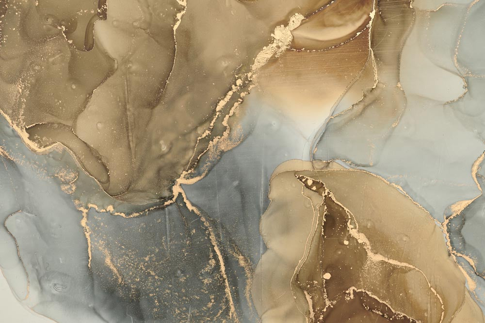 Art Wall Mural Gold and Grey Marble Abstract Fluid Wallpaper