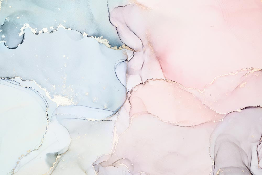 Marble Wall Mural Light Pink and Blue Fluid Abstract Wallpaper