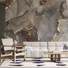 Custom Grey Marble Wall Mural Stone Fluid Abstract Wallpaper