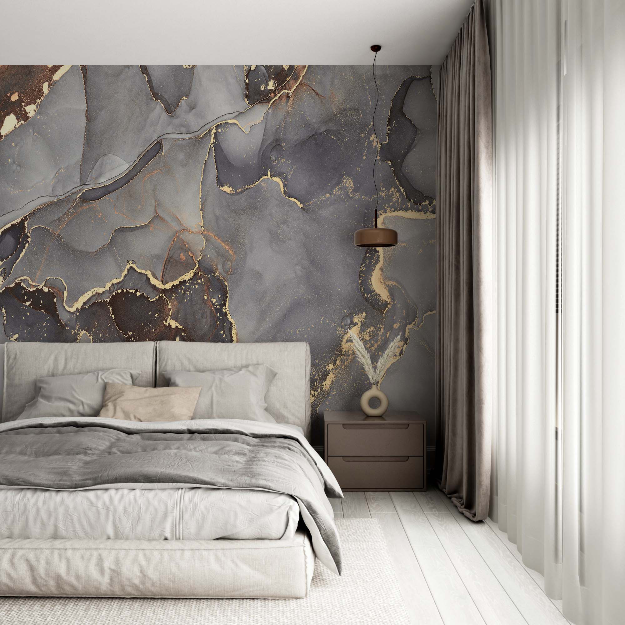 Grey Marble Wall Mural Stone Fluid Abstract Wallpaper