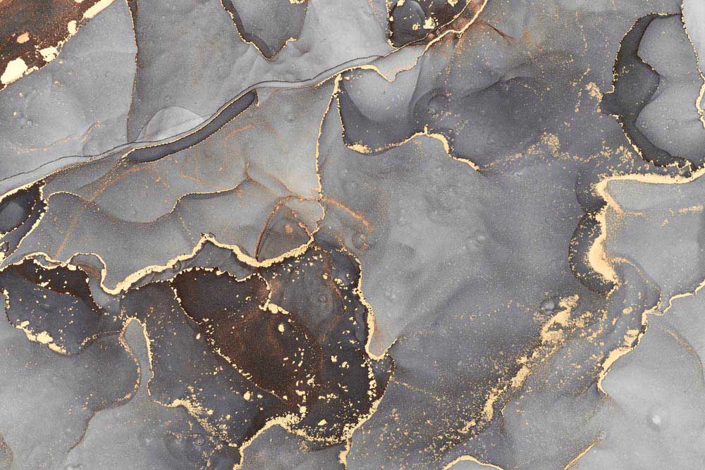 Papier peint marbre gris – Papier peint panoramique pierre fluide aux veines dorées