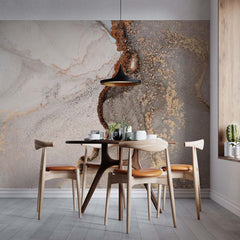 Custom Marble Wall Mural Brown Gold Fluid Art Wallpaper