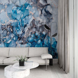 Custom Blue Marble Wall Mural Abstract Fluid Alcohol Ink Wallpaper