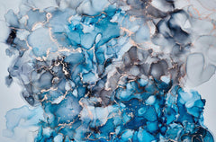 Ocean Blue & Rose Gold Alcohol Ink Wall Mural – view 4