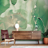 Emerald Green Marble Wall Mural Art Fluid Alcohol Ink Wallpaper