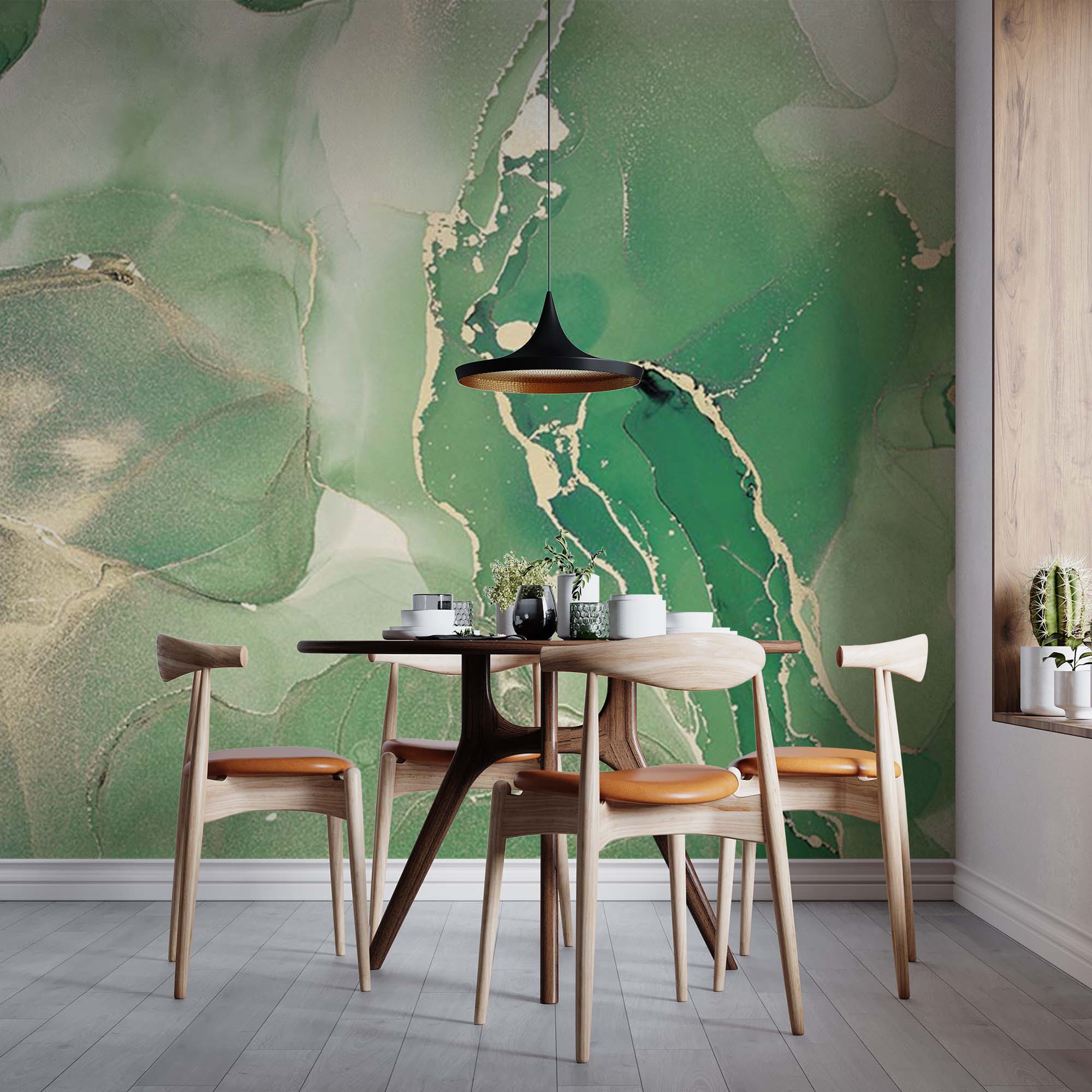 Emerald Green Marble Wall Mural Art Fluid Alcohol Ink Wallpaper