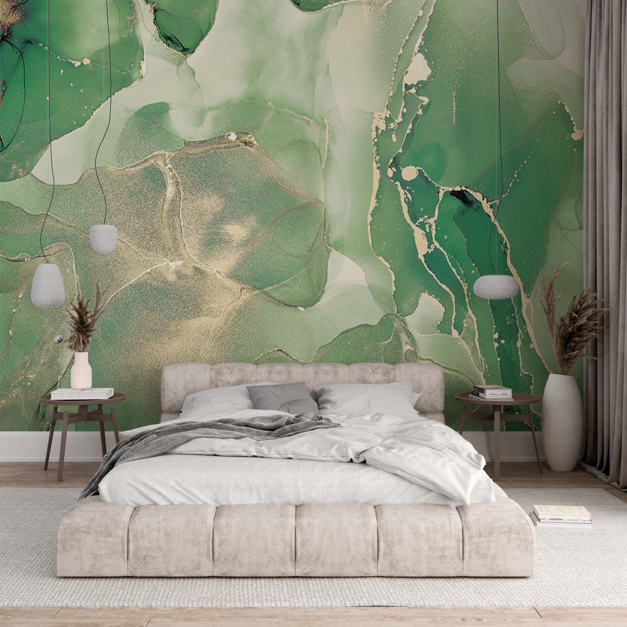 Emerald Green Marble Wall Mural Art Fluid Alcohol Ink Wallpaper