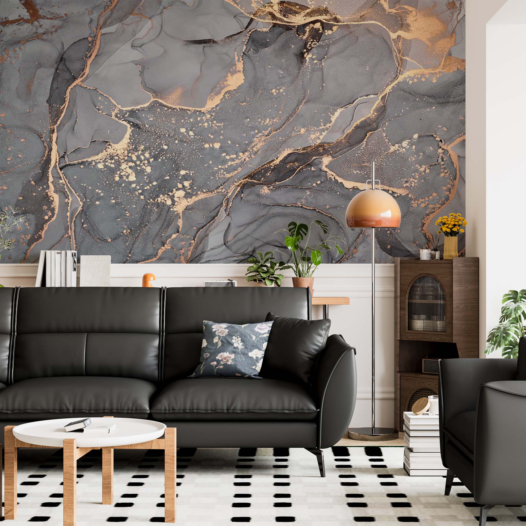 Grey Marble Texture Wall Mural Art Fluid Alcohol Ink Wallpaper