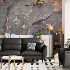 Custom Grey Marble Texture Wall Mural Art Fluid Alcohol Ink Wallpaper