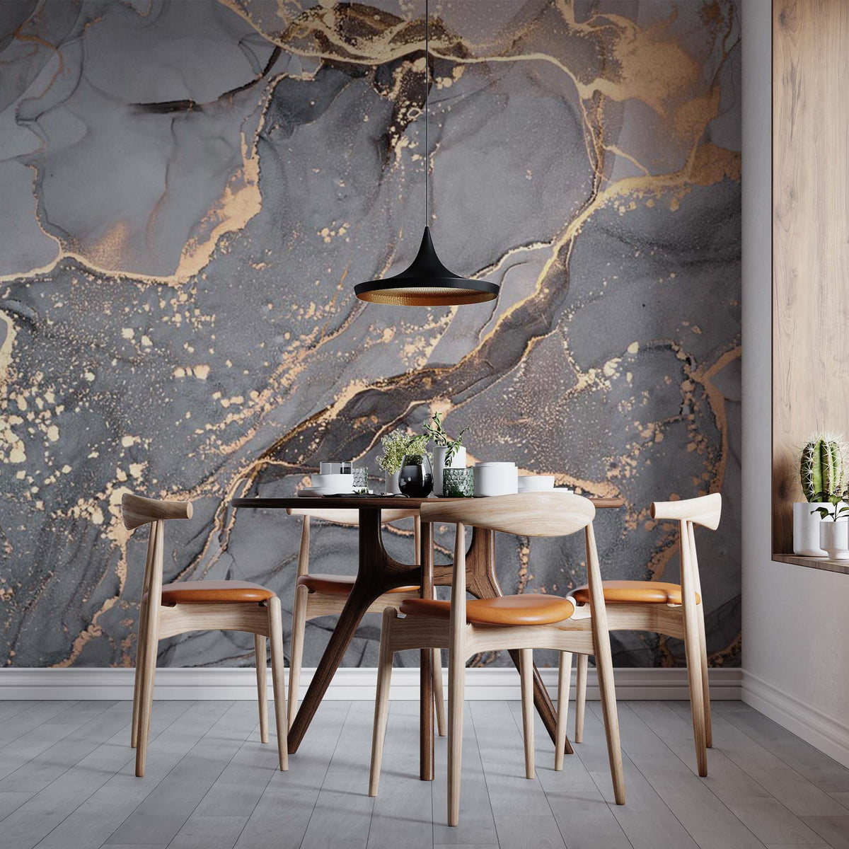 Grey Marble Texture Wall Mural Art Fluid Alcohol Ink Wallpaper