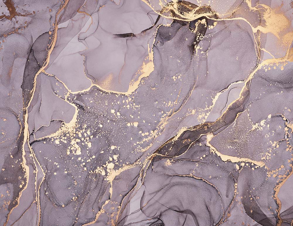 Lavendel-Marmor und Gold – Alcohol-Ink-Fototapete