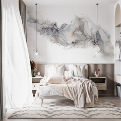 Custom Abstract Gray Gold Ink Wallpaper Modern Minimalist Mural Decor