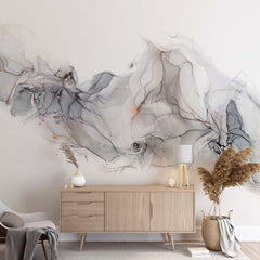 Custom Abstract Gray Gold Ink Wallpaper Modern Minimalist Mural Decor