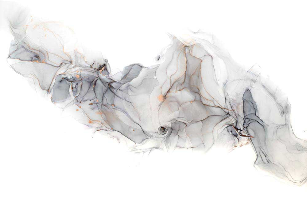 Papier peint encre grise et or – Papier peint panoramique nuage d’encre alcool minimaliste
