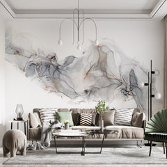 Custom Abstract Gray Gold Ink Wallpaper Modern Minimalist Mural Decor
