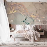 Taupe  Gold Marble Wallpaper Neutral Fluid Wall Mural Decor