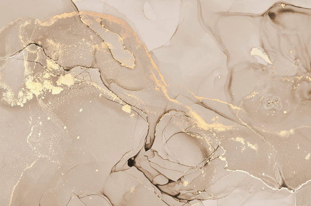 Beige goud marmer behang – neutrale vloeiende inkt luxe fotobehang