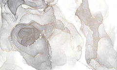 Custom Gray and White Marble Effect Wallpaper Abstract Fluid Art Wall Mural for Modern Interiors