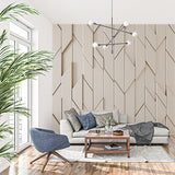 3D Geometric Chevron Tile Wallpaper in Cream