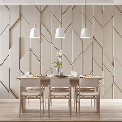 Custom 3D Geometric Chevron Tile Wallpaper in Cream