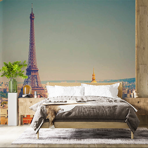 Paris Cityscape in Warm Tones Wall Mural Eiffel Tower Wallpaper