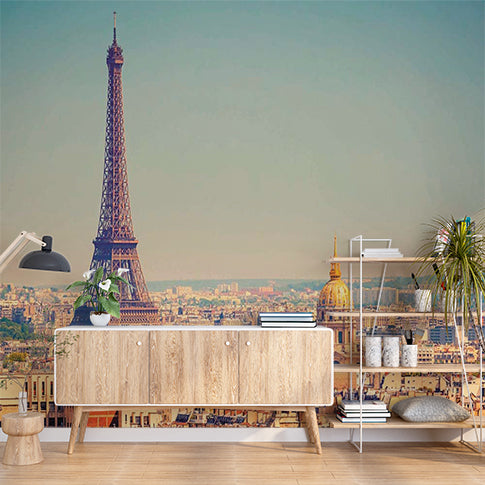 Paris Cityscape in Warm Tones Wall Mural Eiffel Tower Wallpaper