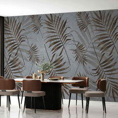 Custom Tropical Leaves Wall Mural Palm Tree Decor Minimalistic Wallpaper