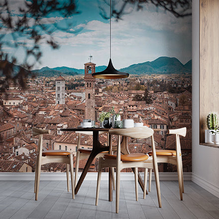 Custom Lucca Old Town Rooftop Panorama Wall Mural Italy City Wallpaper