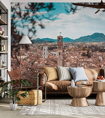 Custom Lucca Old Town Rooftop Panorama Wall Mural Italy City Wallpaper