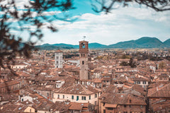 Niestandardowa fototapeta panorama starego miasta Lucca na dachu, włoska tapeta miasta