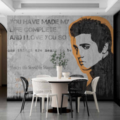 Custom Black and White Elvis Presley Song Lyric Wallpaper Mural