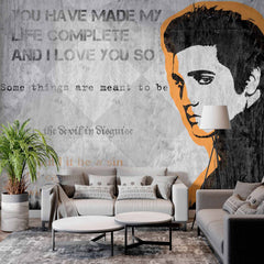 Custom Black and White Elvis Presley Song Lyric Wallpaper Mural