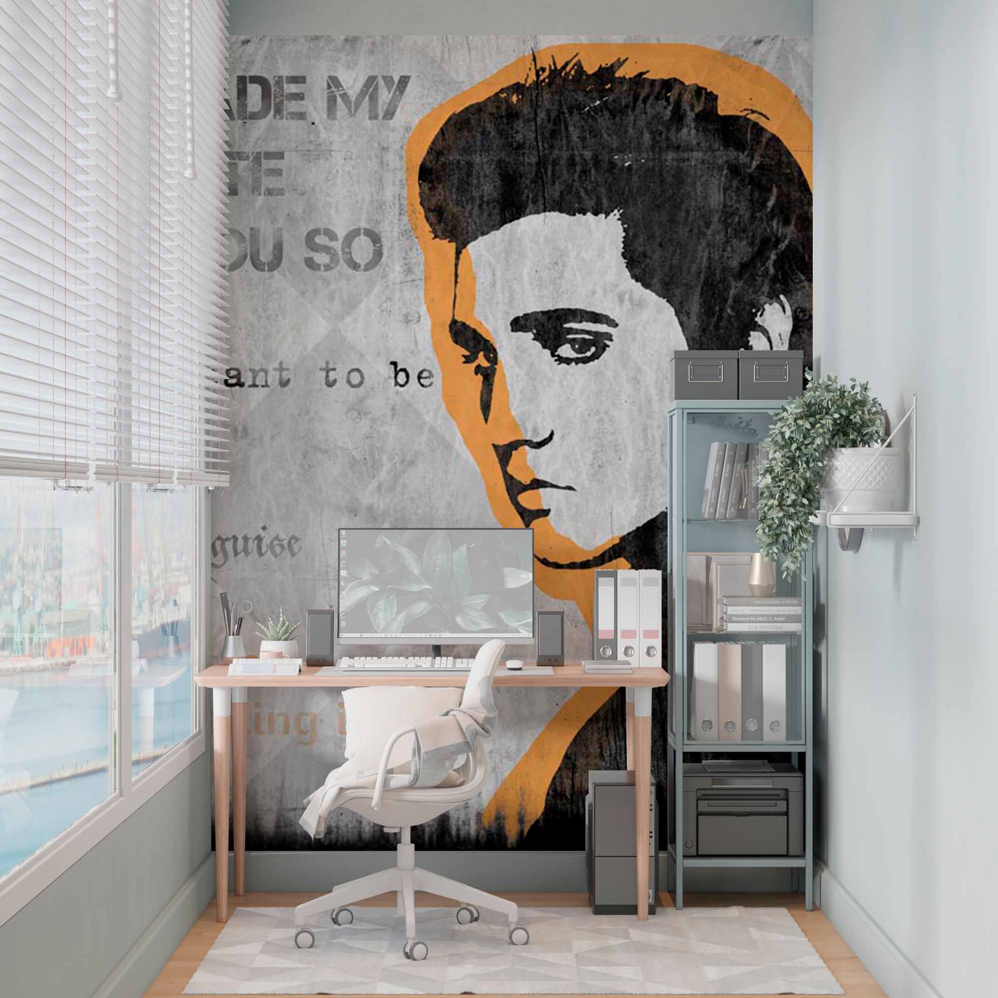 Black and White Elvis Presley Song Lyric Wallpaper Mural