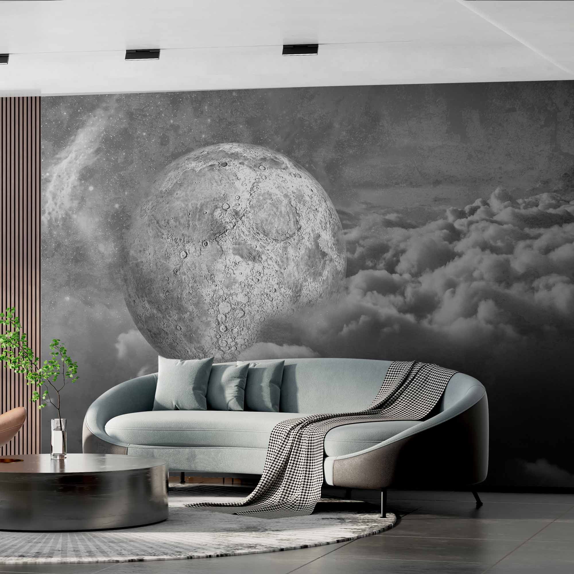 Surreal Moon Rising Above Clouds Wall Mural Wallpaper