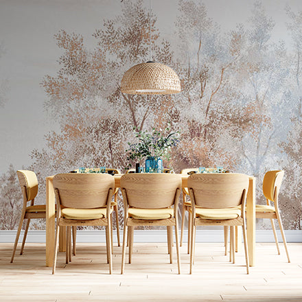 Soft Autumn Trees in Pastel Tones Wall Mural Wallpaper